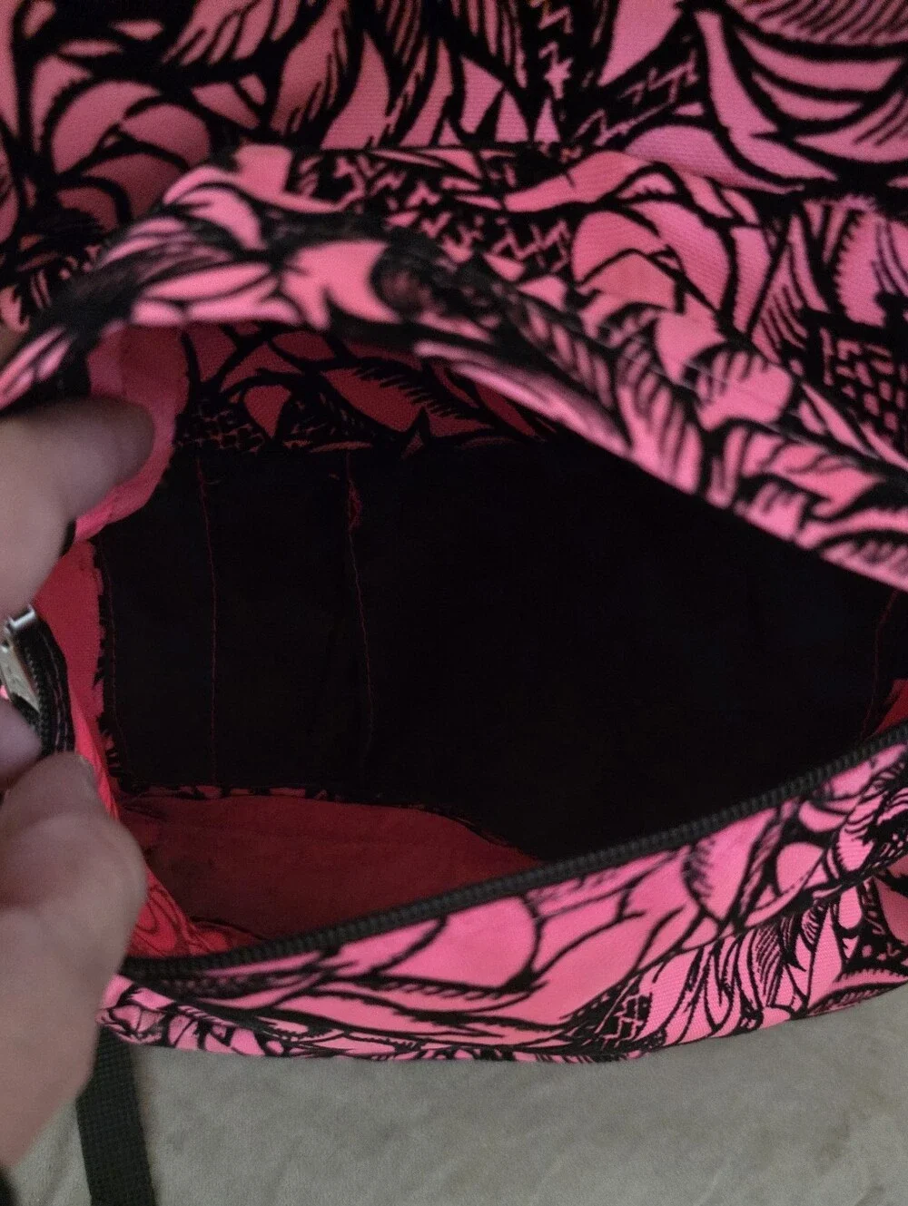 JanSport Pink and Black Floral Backpack
